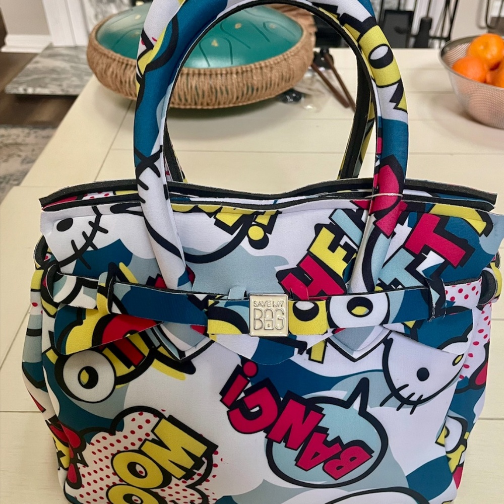 Adorable Blue Hello Kitty Comic Strip Tote